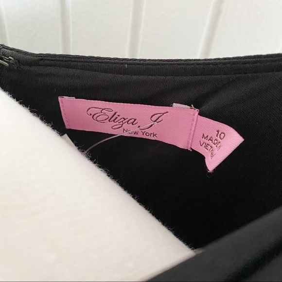 NWT Eliza J Black Sheath Cocktail Party Dress with One Side Wing Sleeve Size 10 - Picture 8 of 16